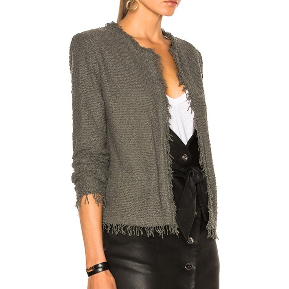 IRO Shavani Women's Black and White Tweed Jacket Blazer M 40 6 8 - Picture 8 of 11